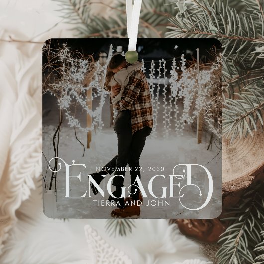 ミニマ婚約したリストおもしろいタイポグラフィ写真 メタルオーナメント