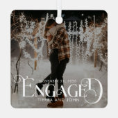 ミニマ婚約したリストおもしろいタイポグラフィ写真 メタルオーナメント (裏面)