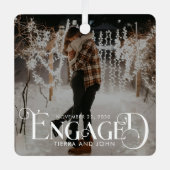 ミニマ婚約したリストおもしろいタイポグラフィ写真 メタルオーナメント (正面)