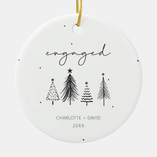 ミニマ婚約したリストパーソナライズされたクリスマス セラミックオーナメント (正面)
