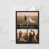 ミニマ感謝していリストシックあなた3枚の結婚写真ブラック ノートカード (正面)