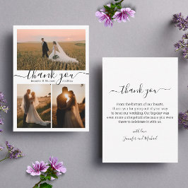 ミニマ感謝していリストシックな3枚の写真コラ結婚ージ ノートカード