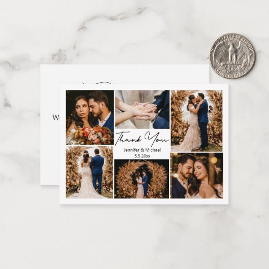 ミニマ感謝していリストユー6枚の写真のコラージ結婚ズ ノートカード (正面/裏面インサイチュ)