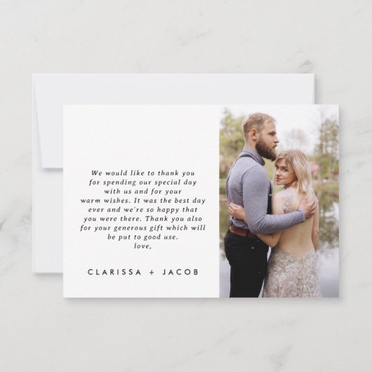 ミニマ感謝していル愛結婚ハートサンキューカード 招待状 (裏面)