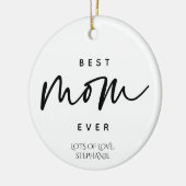ミニマ最高のリストママエバーエレガントタイポグラフィカスタム セラミックオーナメント (左)