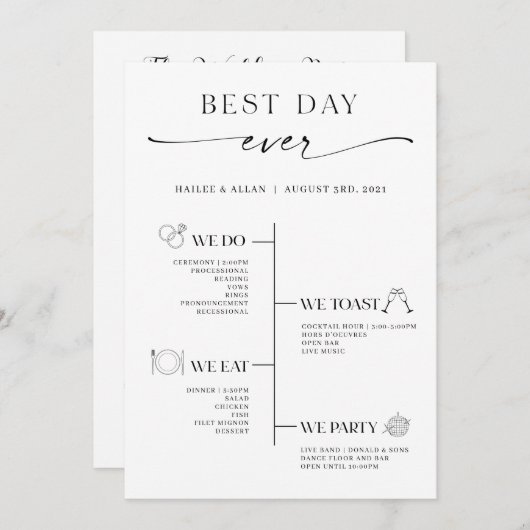 ミニマ最高のリスト・デイ・エ結婚バーのタイムライン・プログラム プログラム (正面/裏面)