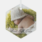 ミニマ生まれたばかりの最高のリストの贈り物カスタムEver写真 ガラスオーナメント (正面)