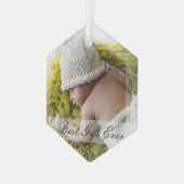 ミニマ生まれたばかりの最高のリストの贈り物カスタムEver写真 ガラスオーナメント (正面左)