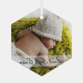 ミニマ生まれたばかりの最高のリストの贈り物カスタムEver写真 ガラスオーナメント (裏面)