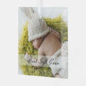 ミニマ生まれたばかりの最高のリストの贈り物カスタムEver写真 ガラスオーナメント (正面左)