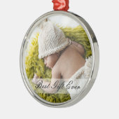 ミニマ生まれたばかりの最高のリストの贈り物カスタムEver写真 メタルオーナメント (左)
