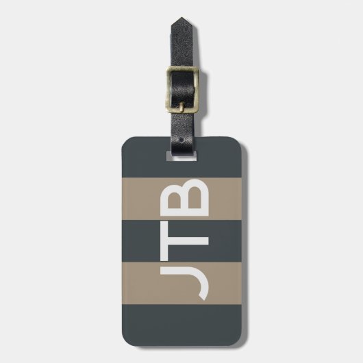 ミニマ男らしリストストライプのモノグラム荷物タグ ラゲッジタグ (正面縦)