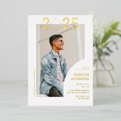ミニマ男らしリスト写真卒業 箔招待状 (立ち正面)