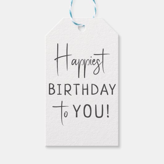 ミニマ男女兼用リストの最も幸せな誕生日 ギフトタグ (正面)