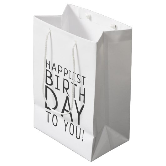 ミニマ男女兼用リストの最も幸せな誕生日 ミディアムペーパーバッグ (正面アングル)