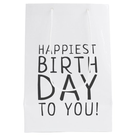 ミニマ男女兼用リストの最も幸せな誕生日 ミディアムペーパーバッグ (裏面)