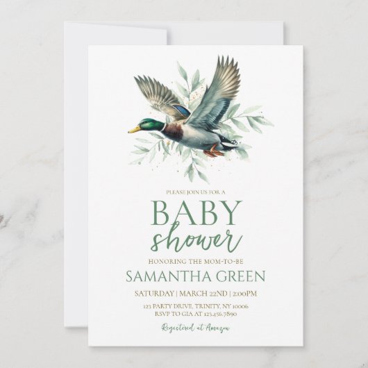 ミニマ男女兼用リストマラードアヒル赤ちゃんシャワー 招待状 (正面)