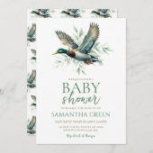 ミニマ男女兼用リストマラードアヒル赤ちゃんシャワー 招待状 (正面/裏面)