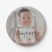 ミニマ男女兼用リスト1歳の誕生日フォト ペーパープレート (正面)
