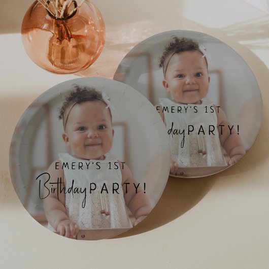 ミニマ男女兼用リスト1歳の誕生日フォト ペーパープレート