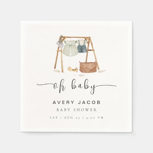 ミニマ男女兼用リストBohoベビーシャワー服 スタンダードカクテルナプキン (正面)