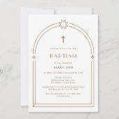 ミニマ男女兼用リストBoho Arch Crossバプテスマ 招待状 (正面)