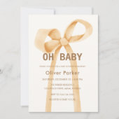 ミニマ男女兼用リストBowベビーシャワー 招待状 (正面)