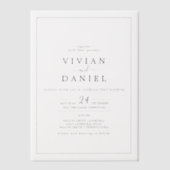 ミニマ素朴エレガントモダンシンプル結婚 ベラム紙招待状 (正面)