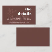 ミニマ素朴リストのブラウンフローララインア結婚ート エンクロージャーカード (正面/裏面)