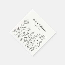 ミニマ素朴リストのワ結婚ンドフラワー スタンダードカクテルナプキン