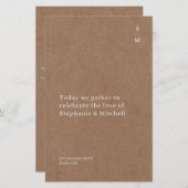 ミニマ素朴リストの式結婚プログラム (正面/裏面)