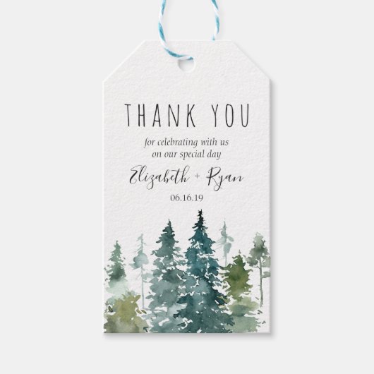 ミニマ素朴リストの水の色のパイン結婚ズのパイン感謝していズ ギフトタグ (正面)