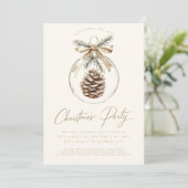 ミニマ素朴リストオーナメントバウブルクリスマスパーティー 招待状 (スタンド正面)