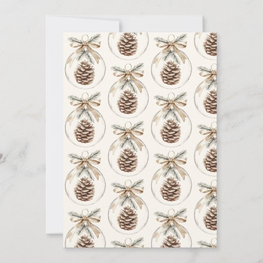 ミニマ素朴リストオーナメントバウブルクリスマスパーティー 招待状 (裏面)