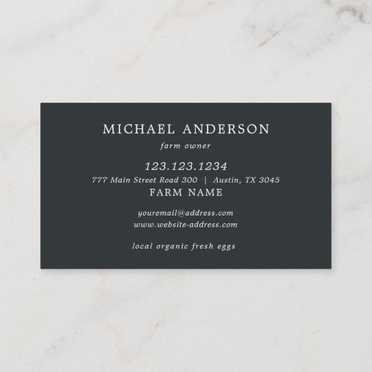 ミニマ素朴リストシンプルチキンファームのオーナー 名刺 (裏面)