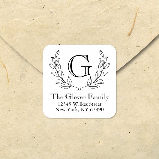 ミニマ素朴リストリースファミリーモノグラムアドレス スクエアシール