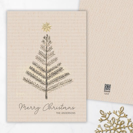 ミニマ素朴リスト手描きツリーのクリスマス シーズンカード