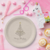 ミニマ素朴リスト手描きツリーのクリスマス ペーパープレート (パーティー)