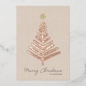 ミニマ素朴リスト手描きツリーのクリスマス 箔シーズンカード (正面)