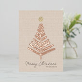 ミニマ素朴リスト手描きツリーのクリスマス 箔シーズンカード (立ち正面)