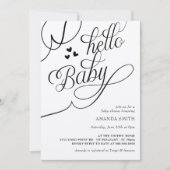ミニマ素朴リスト男女兼用ハローベビーシャワー 招待状 (正面)