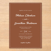 ミニマ素朴リスト縁どテラコタ結婚ズ アクリル招待状 (正面)