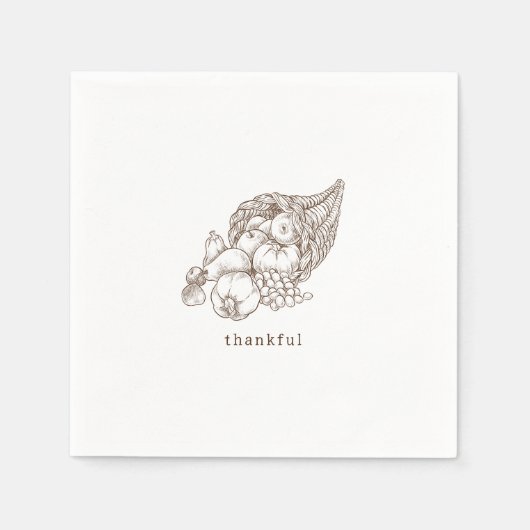 ミニマ素朴リスト・ブラウン・感謝祭 スタンダードカクテルナプキン (正面)