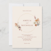 ミニマ素朴リストBohoフローラ結婚ズ 招待状 (正面)