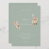 ミニマ素朴リストBohoフローラ結婚ズ 招待状 (正面/裏面)