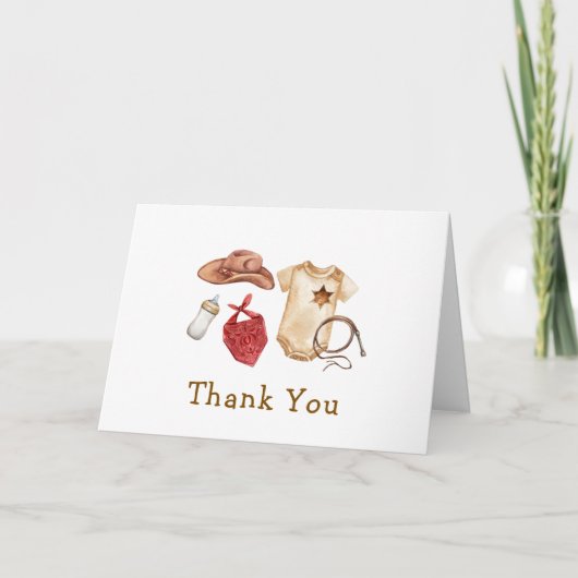 ミニマ素朴リストBoho西カウボーイ赤ちゃんシャワー サンキューカード (正面)