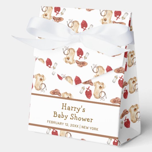 ミニマ素朴リストBoho西カウボーイ赤ちゃんシャワー フェイバーボックス (正面)