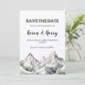 ミニマ素朴リストKraft Mountain日付を保存 招待状 (スタンド正面)