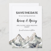 ミニマ素朴リストKraft Mountain日付を保存 招待状 (正面/裏面)