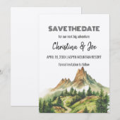 ミニマ素朴リストKraft Mountain日付を保存 招待状 (正面/裏面)